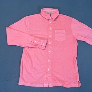 Johnnie-O Mens Coral Pink Long Sleeve Cotton Jersey Button Down Shirt Small